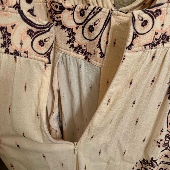 Free People Setting Sun Ivory Pink Purple Paisley Jumpsuit Large - Picture 10 of 12